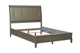 main angle of Cotterill gray faux leather king bed