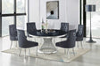 Unico black chrome round dining table front view
