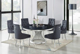 Unico black chrome round dining table front view