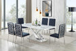 D610 Viva white chrome marble-like dining table angled front view