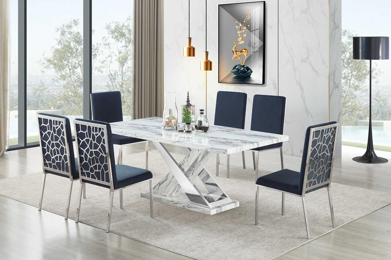 D610 Viva (White/chrome) Dining Table - Ella Furniture