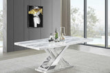 D610 Viva white chrome marble-like dining table side view