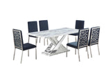 D610 Viva white chrome marble-like dining table top view