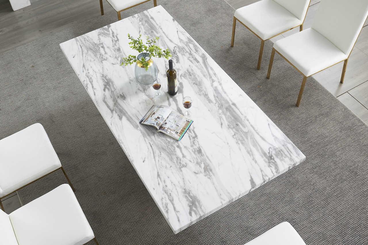 Viva white and gold dining table, corner detail