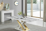 Viva white and gold dining table, detailed finish