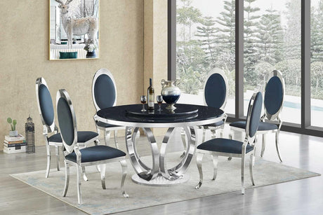 D615 Maxi black chrome round dining table front view