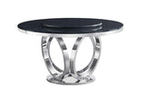 D615 Maxi black chrome round dining table side angle