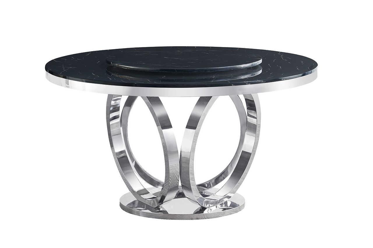 D615 Maxi black chrome round dining table side angle