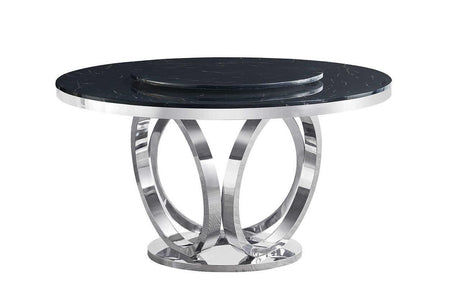 D615 Maxi black chrome round dining table side angle