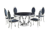 D615 Maxi black chrome dining table with chairs set