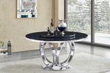 D832 Oval black chrome dining chair front view