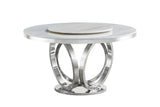 D615 Maxi dining table in white and chrome, side profile