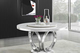 Modern D615 Maxi white chrome round dining table close up