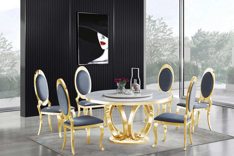 Maxi White Gold Round Dining Table front view