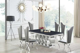 Giovanni black chrome dining table front angle