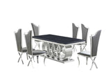 Giovanni dining table corner detail with chrome legs