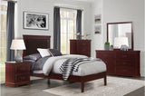Bedroom view of Seabright Cherry Faux Leather Bedroom Set bed