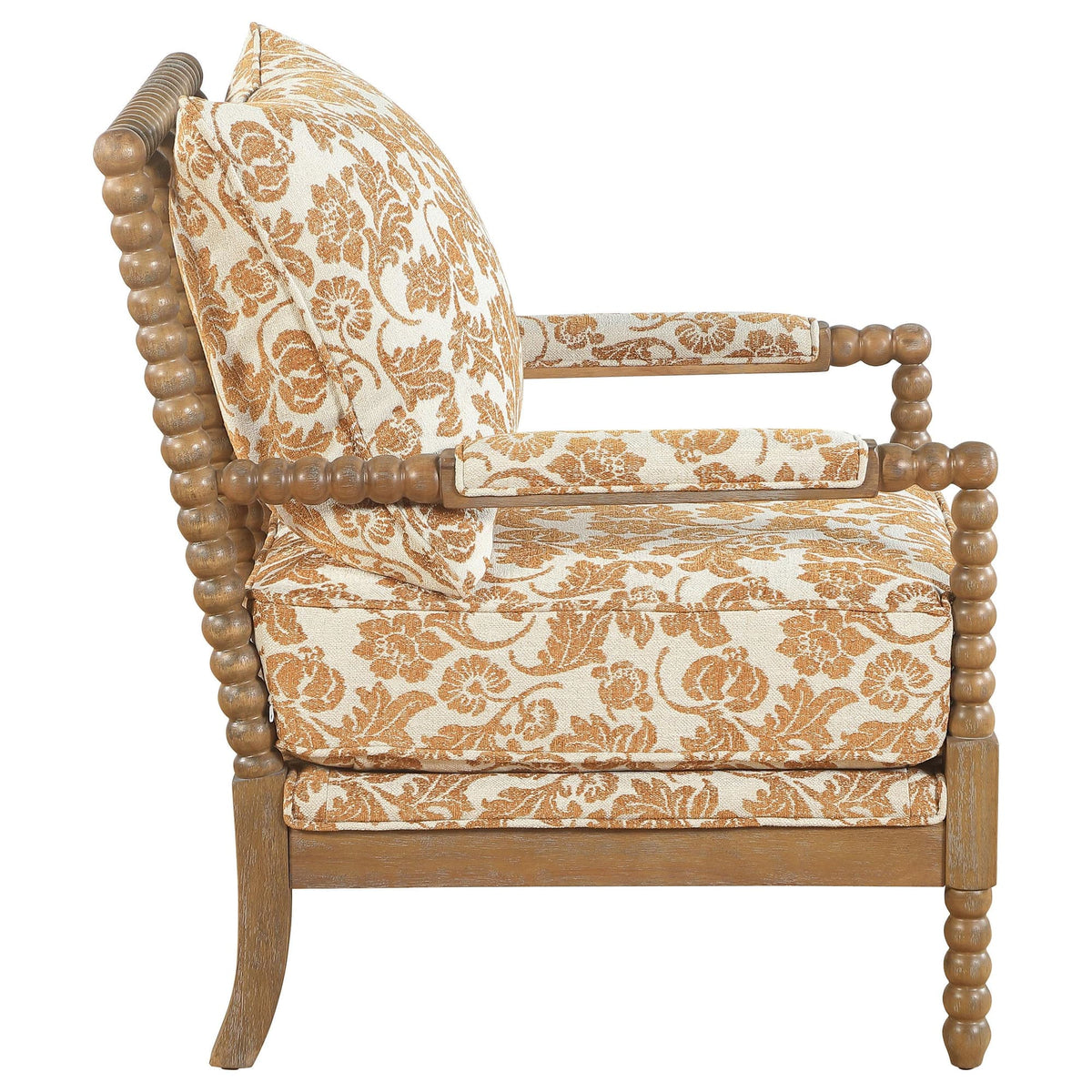 Blanchett Upholstered Bobbin Accent Chair Apricot and Distressed Brown — product image 8