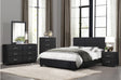 Lorenzi Black Faux Leather Upholstered Panel Bed front view