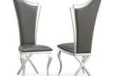 D825 Queen Dining Chair in Black PU leather with Chrome frame side view