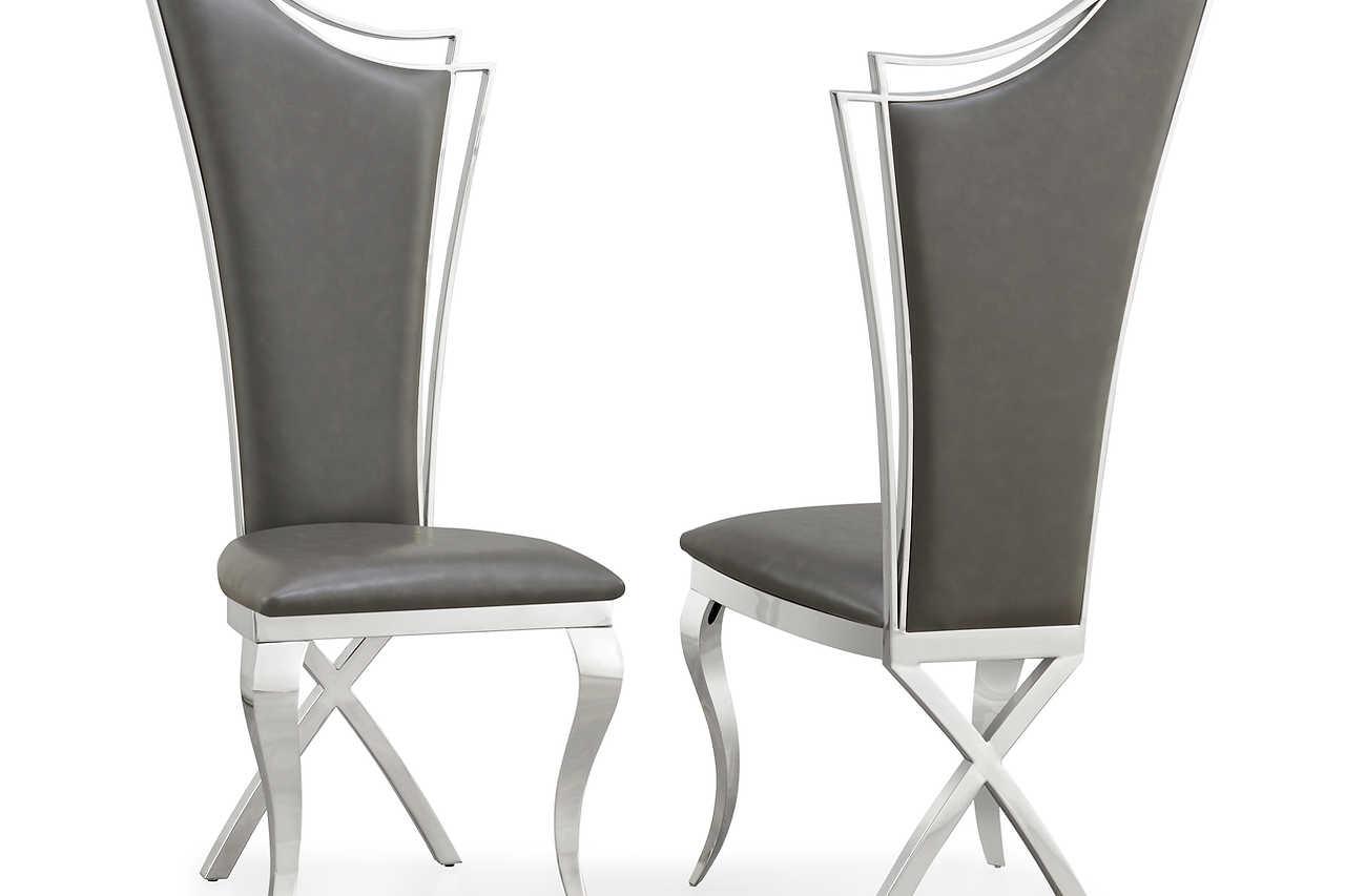 D825 Queen Dining Chair in Black PU leather with Chrome frame side view