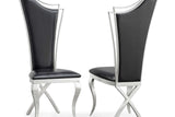 D825 Queen Dining Chair in Cream PU leather with Gold frame angled view