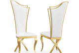 D825 Queen Dining Chair in Black PU leather with Gold frame back view