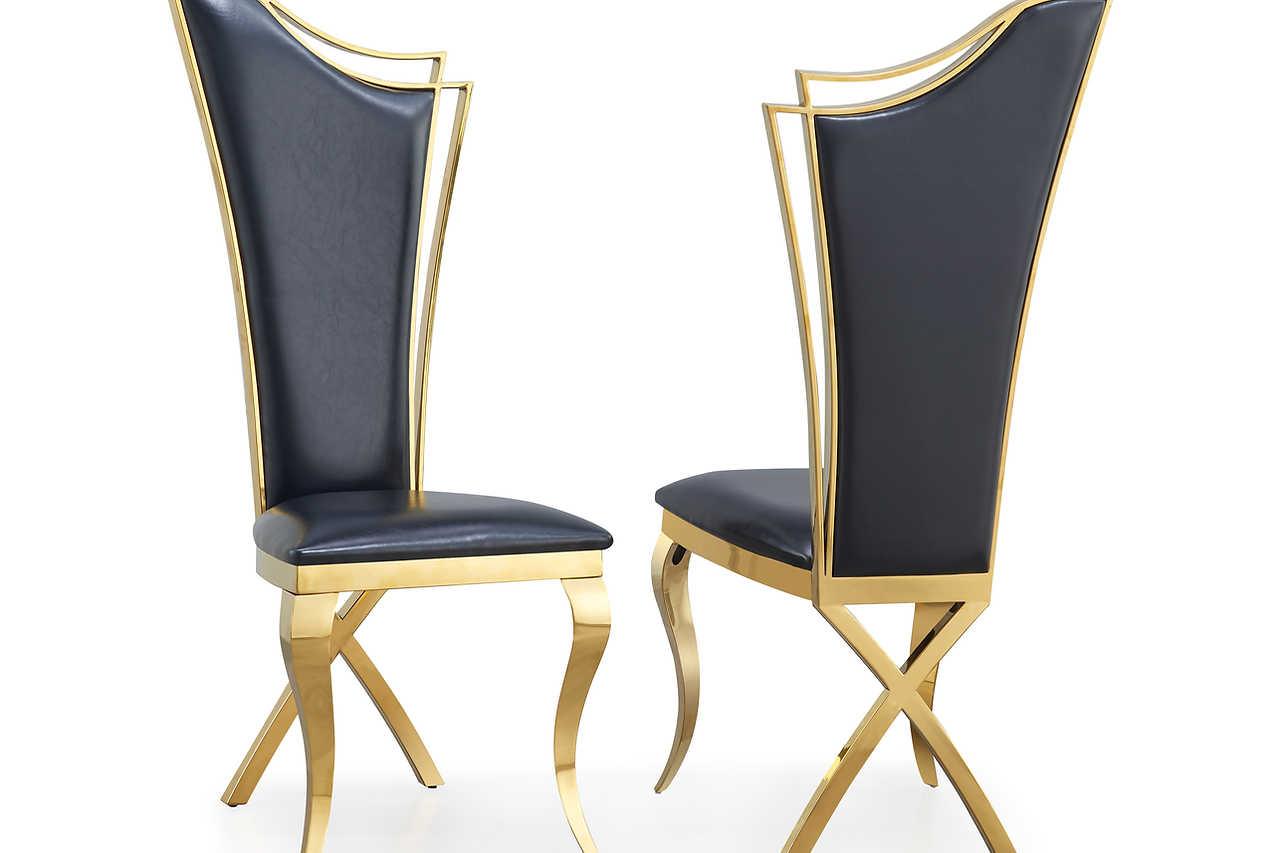 D825 Queen Dining Chair assortment in different color and metal finish options