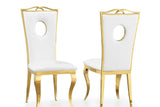 Santiago dining chair in black PU with gold frame close-up on back