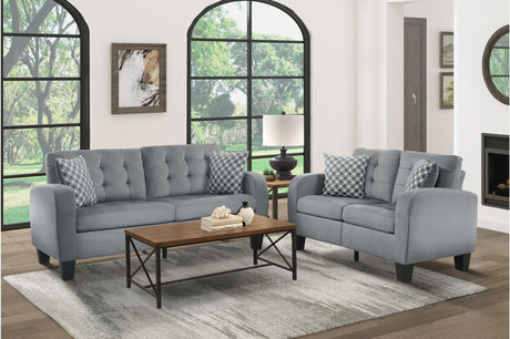 Sinclair Gray Fabric Tufted Living Room Set main view