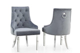 Havana black velvet dining chair with chrome legs side view
