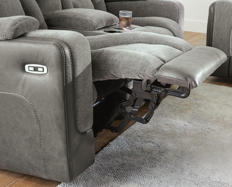 Mixed Motion Shadow Chenille / Faux Leather Power Reclining Loveseat with Console — product image 9