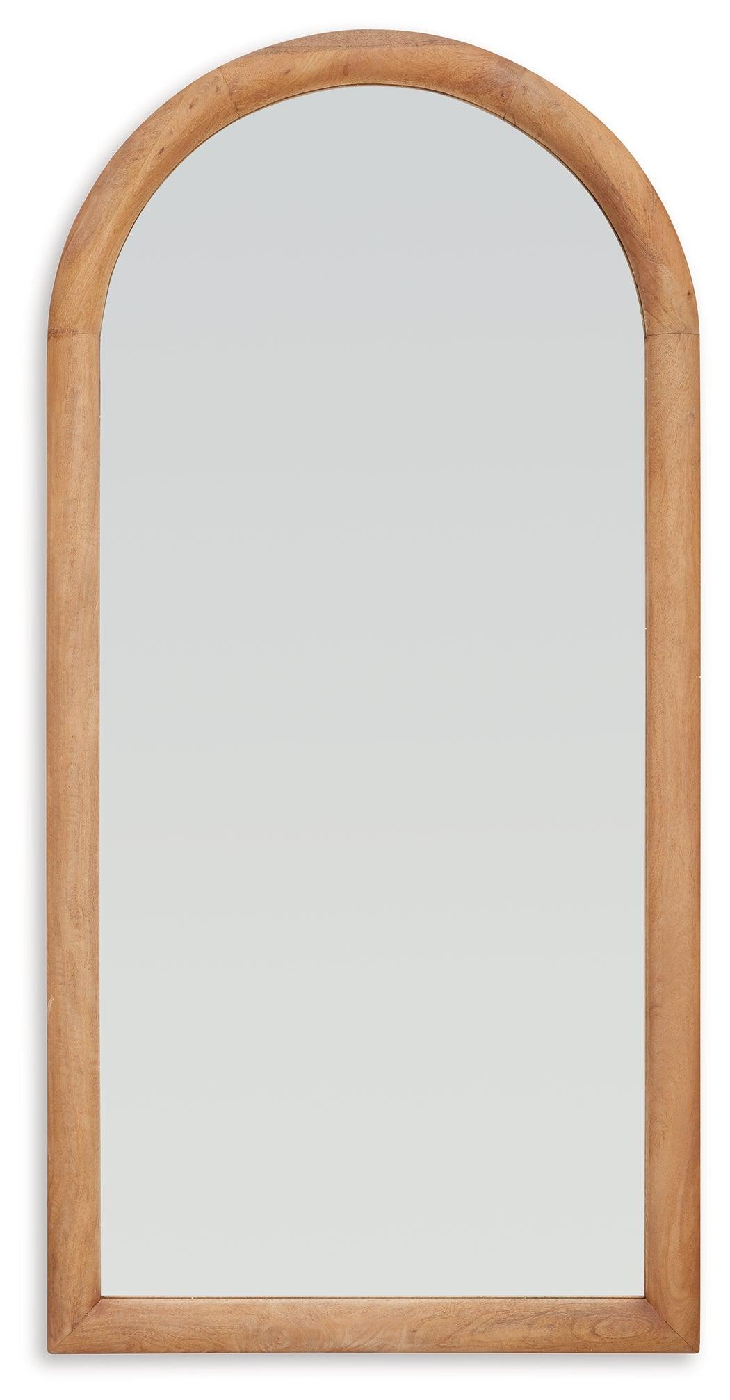 Close-up of Dairville Floor Mirror wooden frame