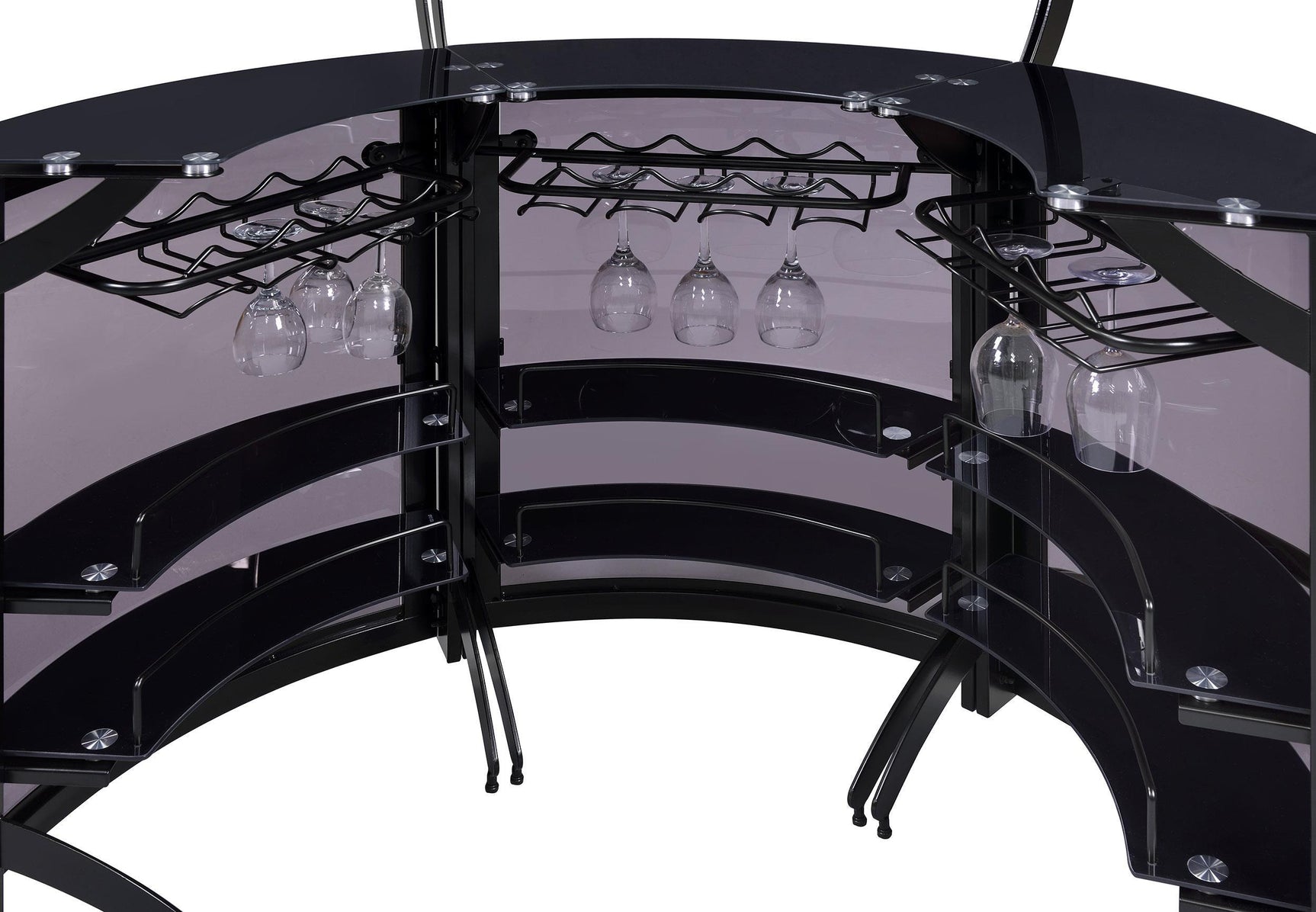 Curved demilune shape Dallas home bar cabinet