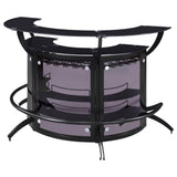 Dallas 3-piece black acrylic home bar showing curved shape