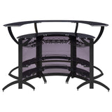 Dallas home bar curved black storage shelves