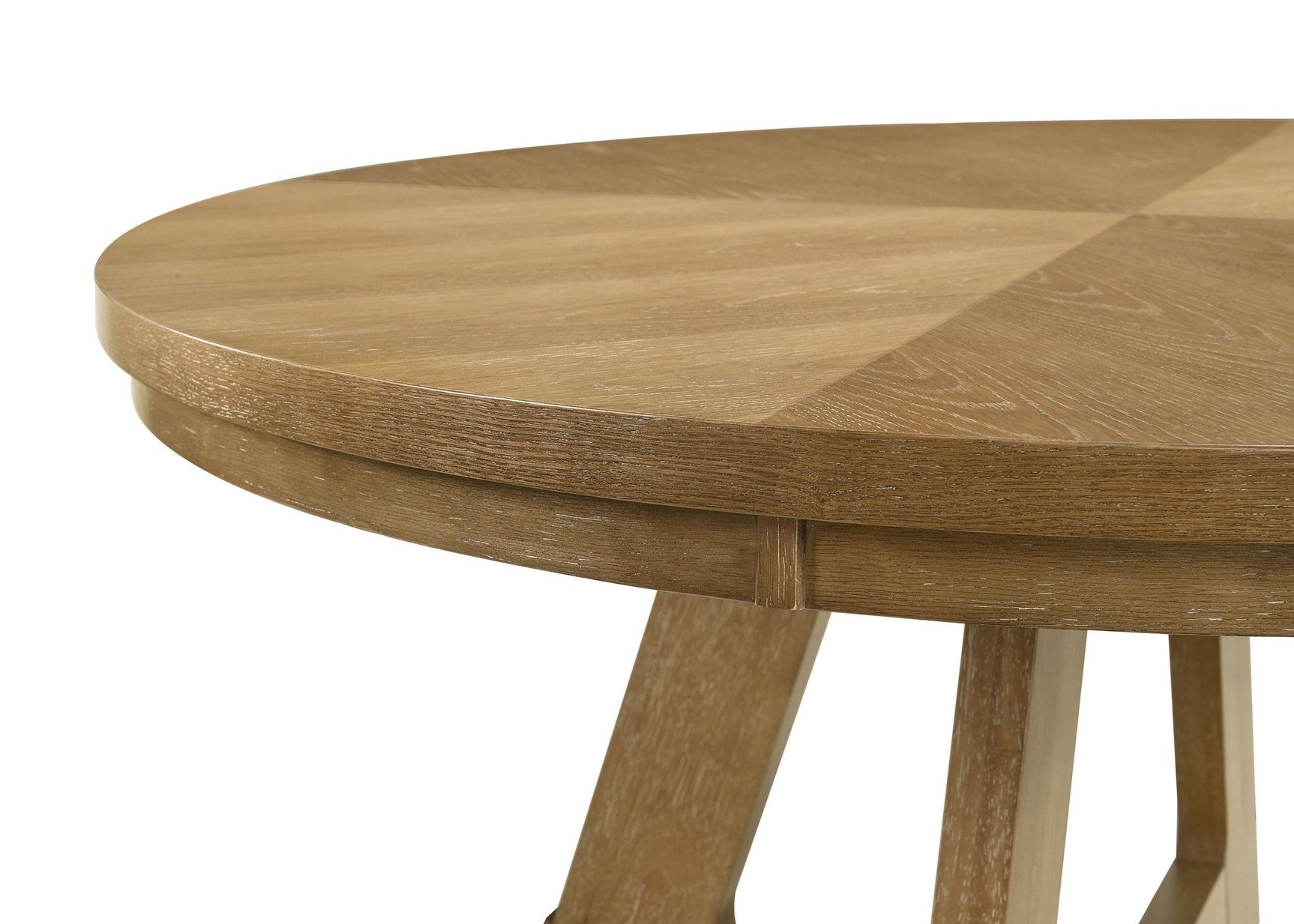 Danvers 54-inch round wood dining table brown oak top view