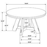 Danvers 54-inch round wood dining table brown oak leg detail