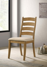 Danvers brown oak wood dining side chair set of 2 angled view