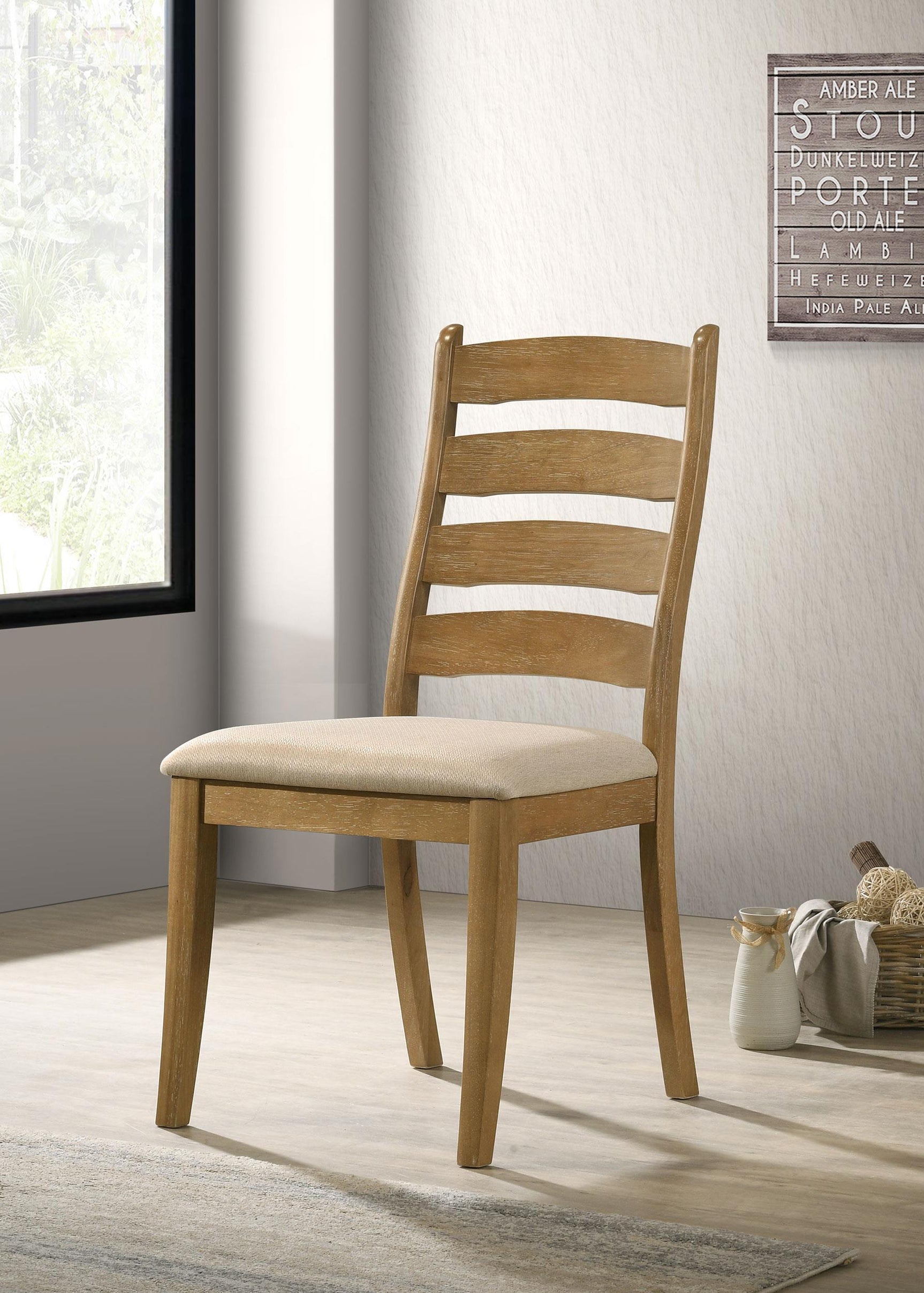 Danvers brown oak wood dining side chair set of 2 angled view
