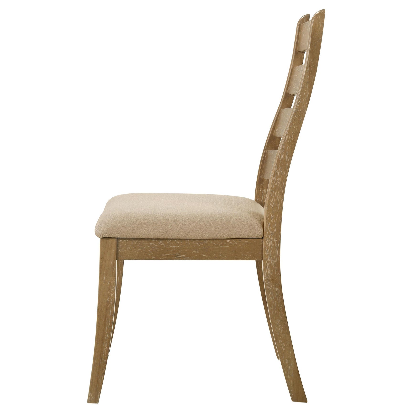 Leg detail on Danvers brown oak wood dining side chair