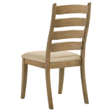 Angle showing frame and padded seat of Danvers dining chair