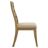 Danvers brown oak dining chair angled on floor