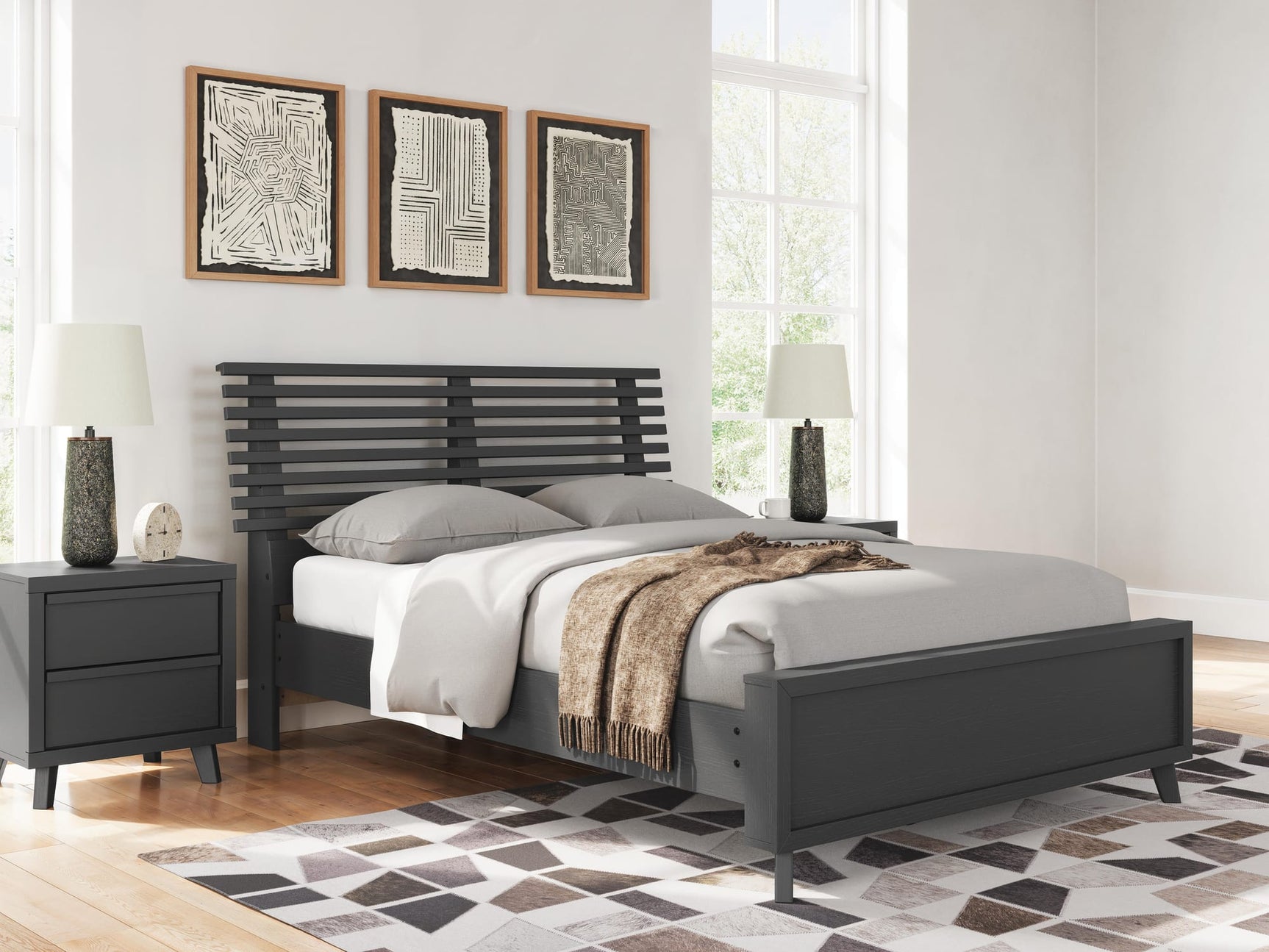 Danziar Black Full Slat Panel Bed from Decor Furniture