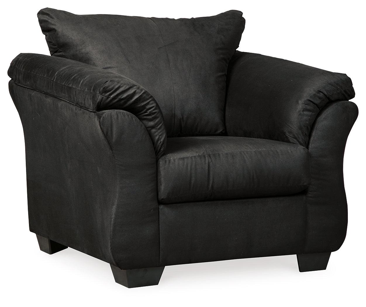 Close-up of polyester upholstery on Darcy chair