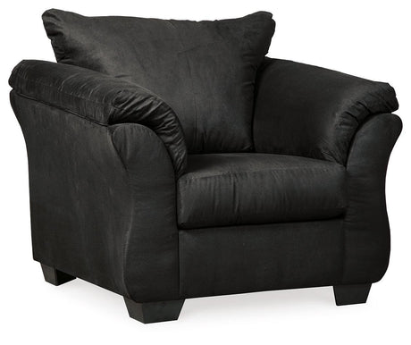 Close-up of polyester upholstery on Darcy chair