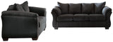 Side view of Darcy Black Sofa and Loveseat set