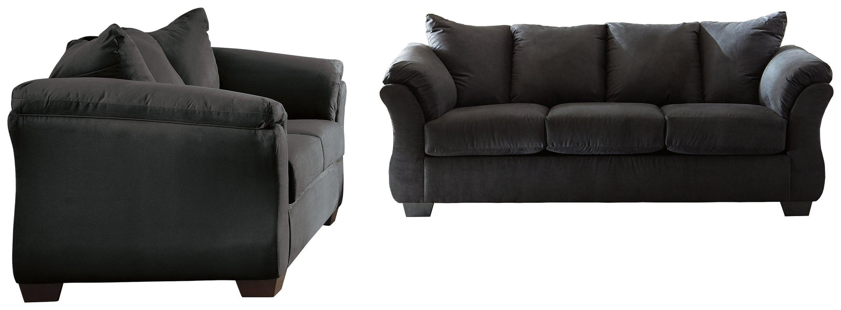 Side view of Darcy Black Sofa and Loveseat set