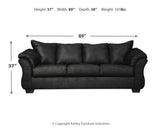 Close-up detail of black polyester upholstery