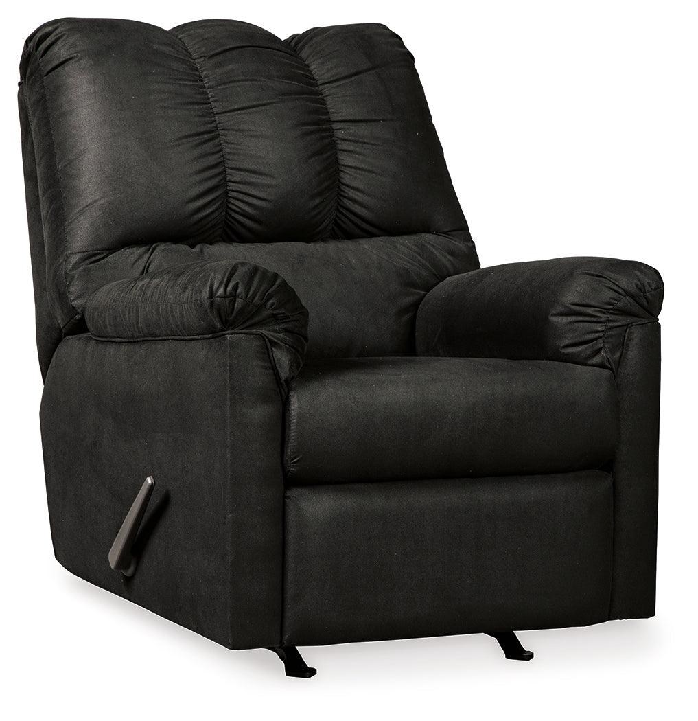 Darcy Black rocker recliner reclining position